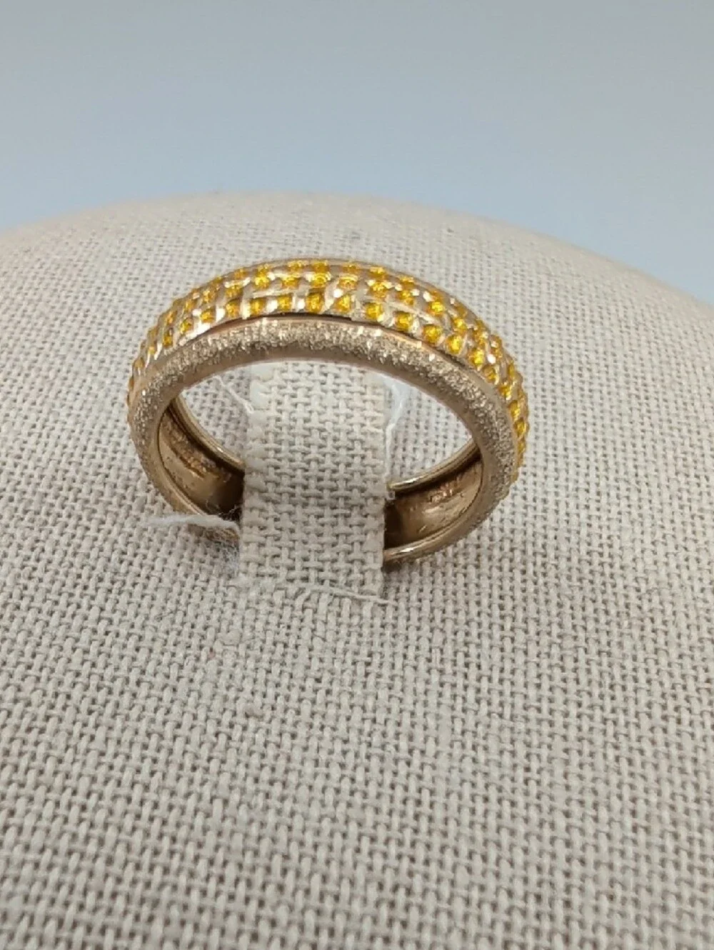 Vintage SLC Solid 14K Yellow Gold Pavé Eternity Band Sz 5.75